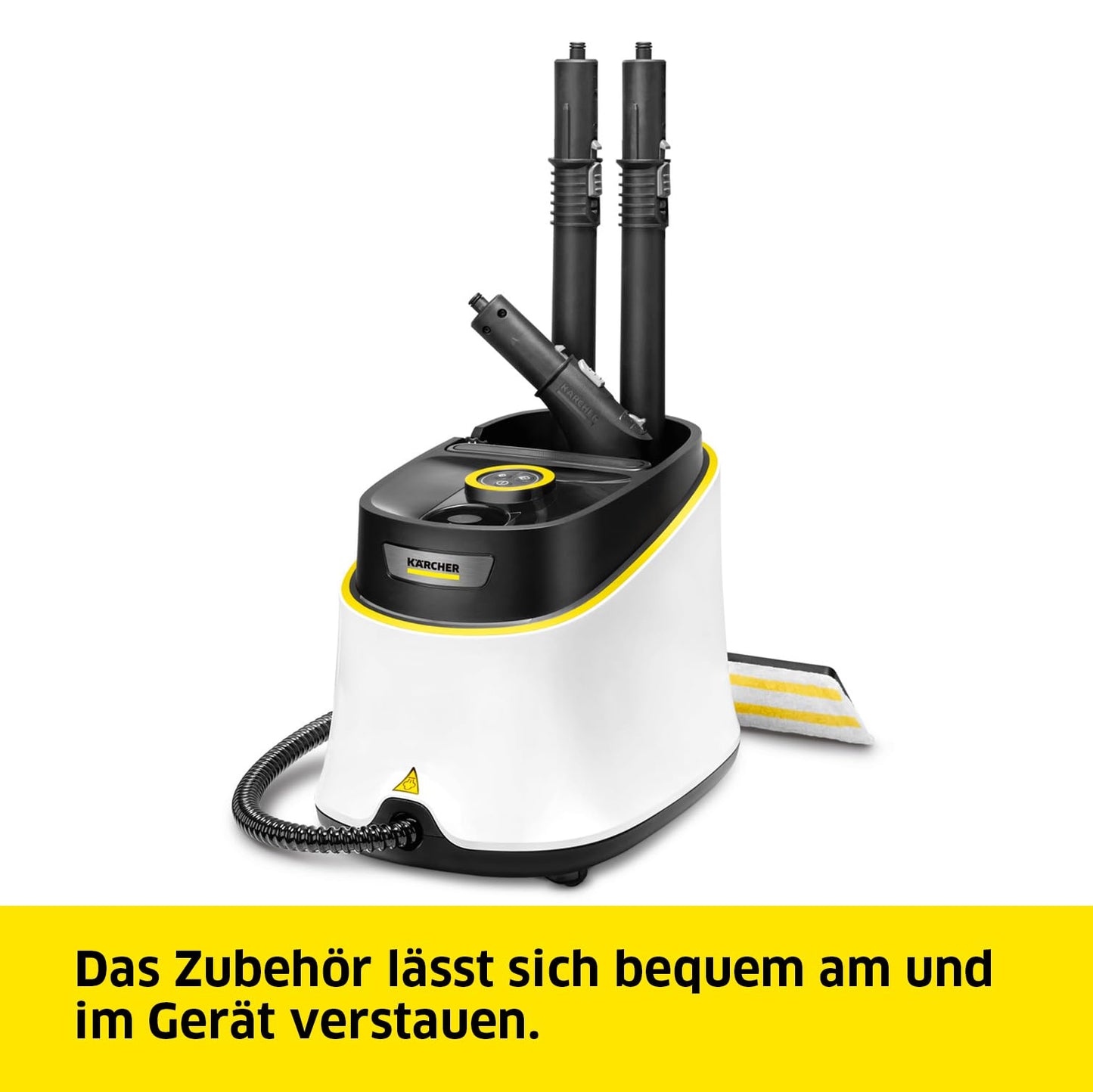 Kärcher steam cleaner SC 3 Deluxe, steam pressure: 3.5 bar, heating time: 30 s, power: 1,900 W, area performance: 75 m², tank: 1 l, with floor cleaning set, microfiber cover, nozzles and round brush, white - 1.513-430.0
