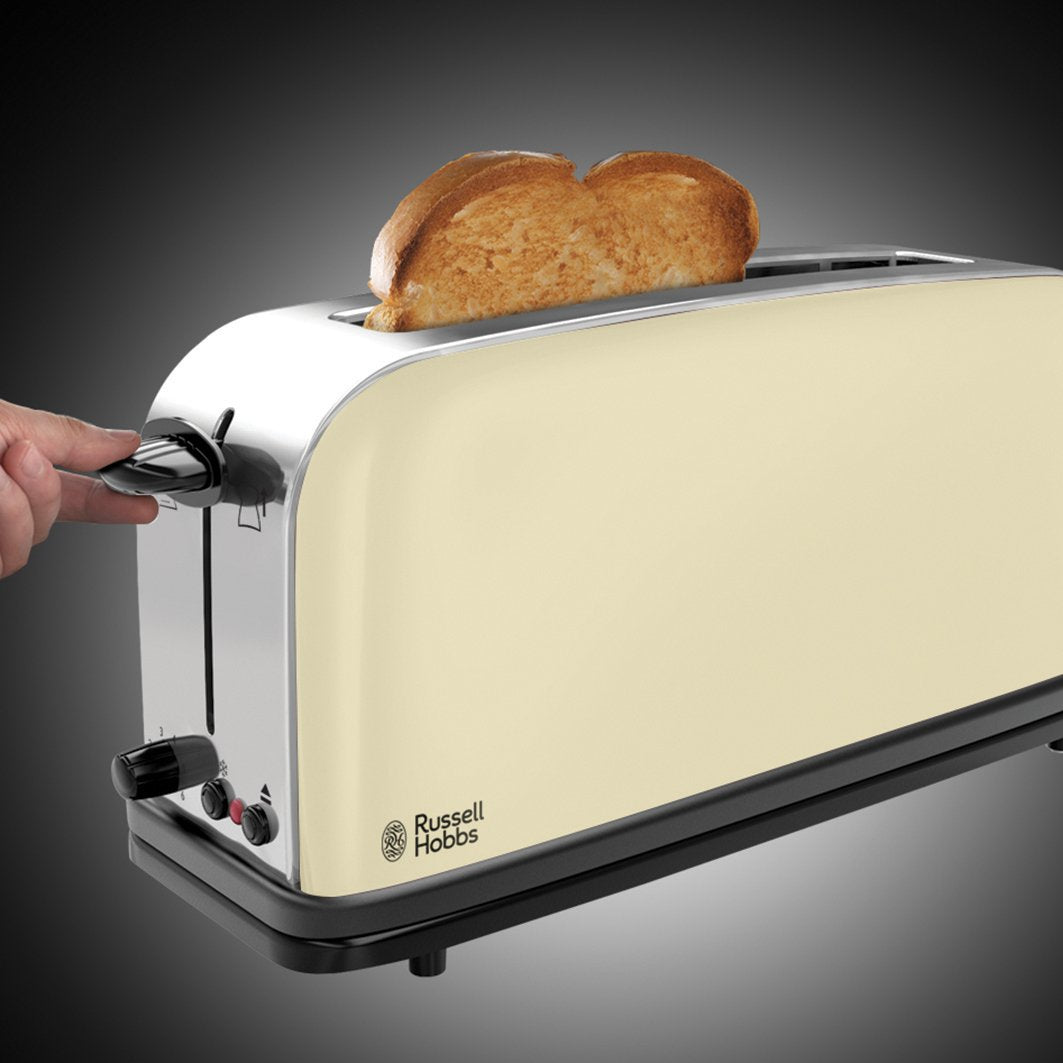 Russell Hobbs Toaster Colours+, Stainless Steel, Cream, Long Slot, 1000 Watt - 21395-56
