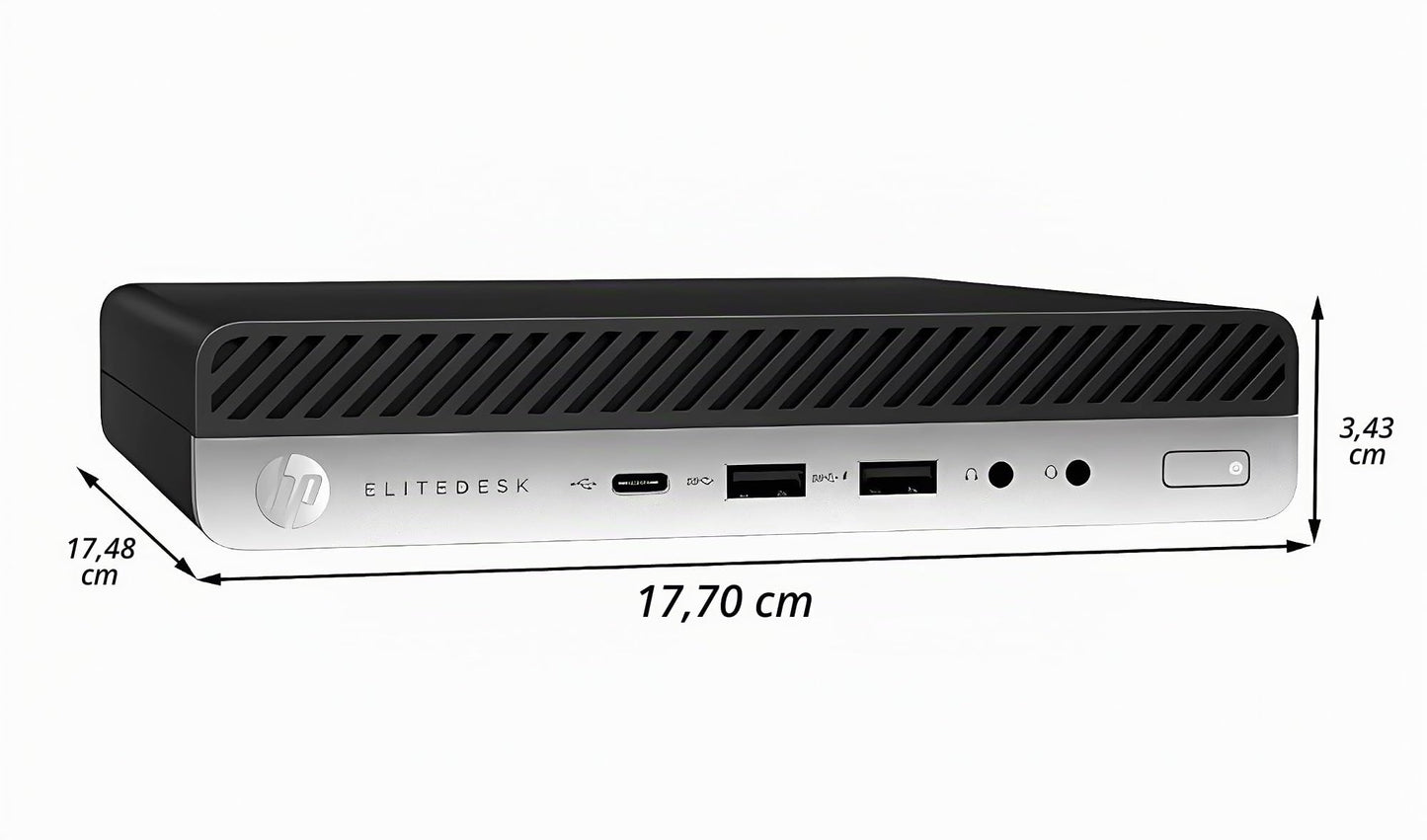 HP EliteDesk 800 G3 mini Desktop PC, Intel Core i5-6500, 8GB RAM, 256GB SSD, US QWERTY keyboard, WLAN, Bluetooth, Windows 11 Pro (refurbished)