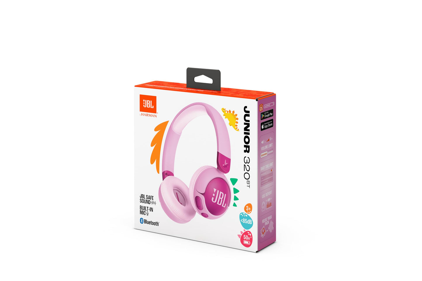 JBL Junior 320 BT, wireless on-ear Bluetooth headphones with built-in microphone for children, 50 h playback, JBL Safe Sound, low volume, easy to use and sticker set, purple - JBLJR320BTPUR