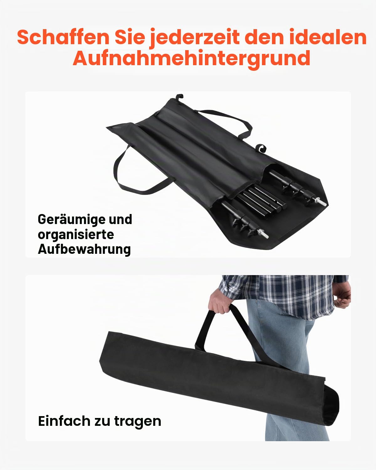 VEVOR Background Stand Adjustable Photo Background Stand (Background Cloth: 300 x 300 cm), Portable Background Stand with 2 Tripods, Screen Stand for Product Photography Studio Photography - BJJ-1010