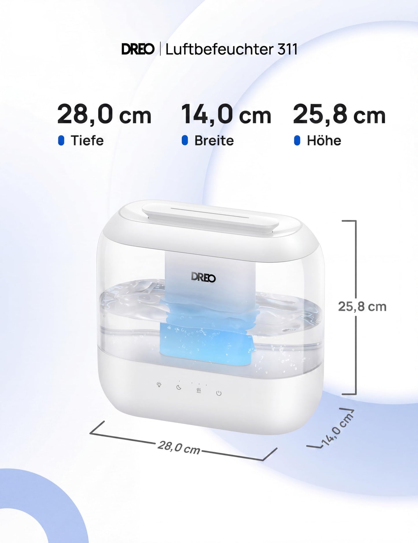 Dreo Humidifier for Bedroom, Top Fill 4L Supersized Cool Mist Humidifier with Oil Diffuser and Night Light, 36H Runtime, Quiet Ultrasonic Humidifier for Baby Nursery and Plants - DR-HHM001