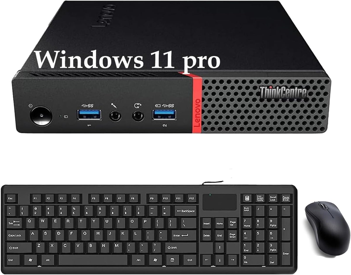 Lenovo ThinkCentre M700 mini Desktop PC, Intel Core i7-6700, 8GB RAM, 256GB SSD, Tastatur US QWERTY, WiFi, Bluetooth, Windows 11 Pro (Recondiționat)
