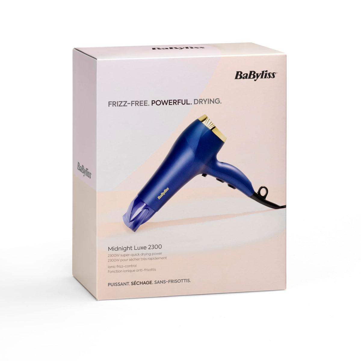 BaByliss Hair Dryer Midnight Luxe – Powerful 2300W hair dryer, anti-frizz ion technology, fast drying, professional and lightweight, 3 heat settings & 2 speed settings, 5781PE