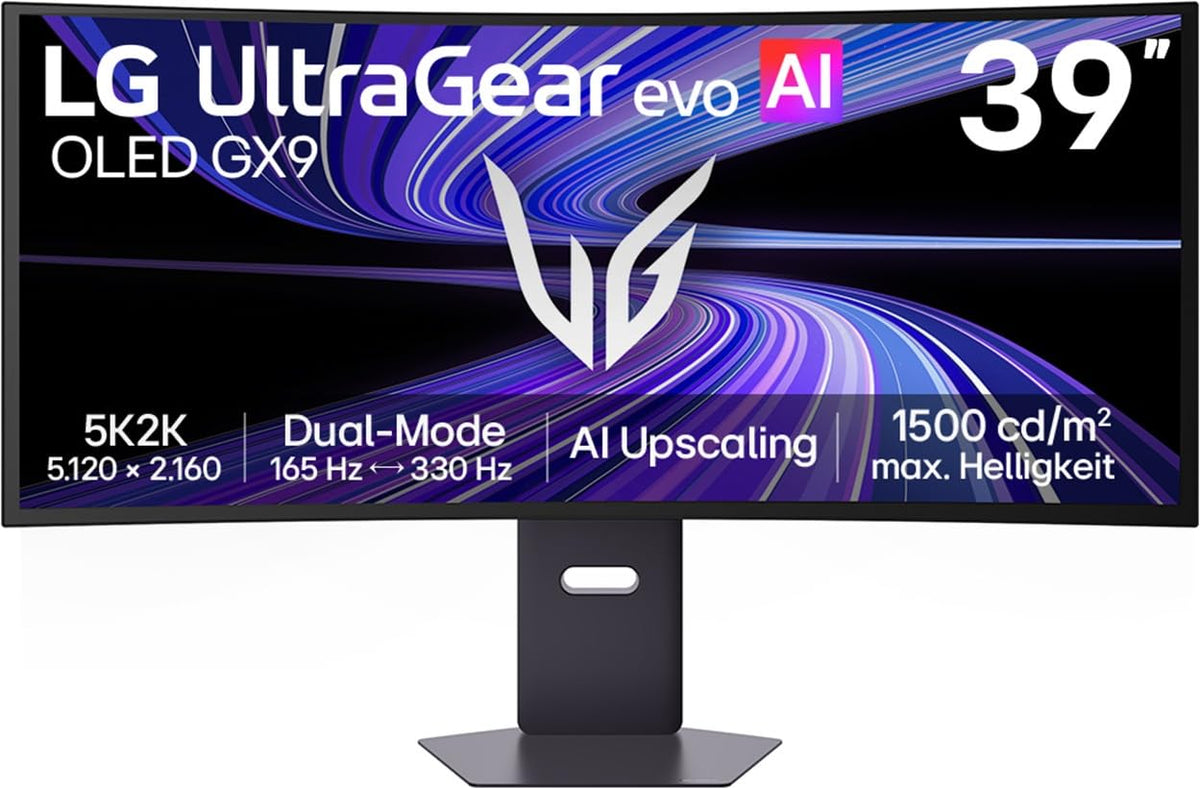 Monitor de gaming LG Ultragear™ 39GX950B-B, 39 inch, 21:9, curbat, 5K2K OLED, 165Hz/330Hz Dual Mode, AI Upscaling, DisplayHDR True Black 500, AMD FreeSync Premium Pro, USB-C (90W), negru