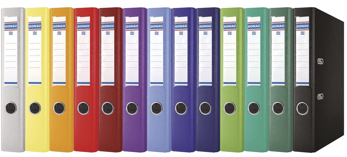 Donau Premium Slim Folder Pack of 10/DIN A4/5 cm/10 Pieces/Black/Plastic Cover PP/Carton Paper Slot Folder Office Folder File Ring Binder/Green Dot - 3955001PL-01