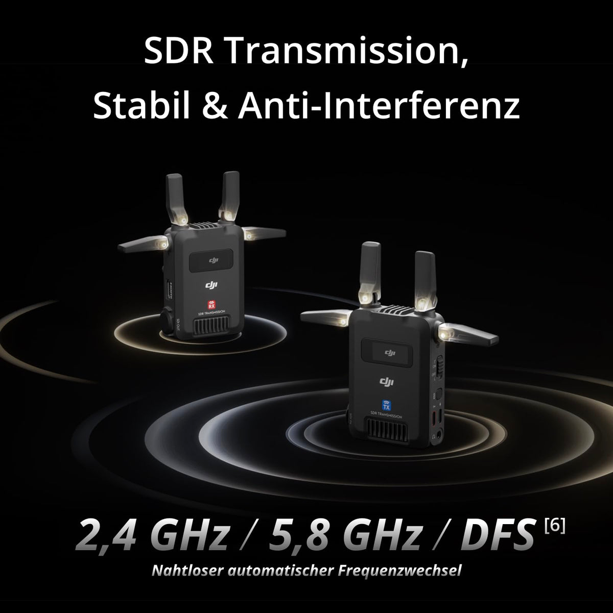 DJI SDR Transmission Combo, 3 km 1080p/60fps SDR wireless video transmission, transmitter & receiver, stable & anti-interference, strong penetration, high bitrate, USB-C monitoring - 6941565984012