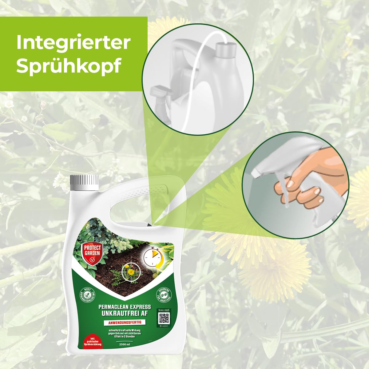 PROTECT GARDEN Permaclean Express Weed Free AF, ready-to-use weed killer with quick action against weeds and weeds, 2.5 liter spray canister - 86601726