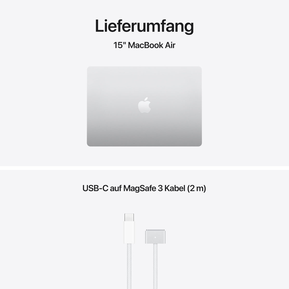 Apple 15,3" MacBook Air M5 Chip cu CPU cu 10 nuclee și GPU cu 10 nuclee: Display Liquid Retina, 16 GB memorie RAM comună, 1 TB SSD, Touch ID, WiFi 7, argintiu; cu adaptor de alimentare Apple de 30W USB-C - MDVK4D/A