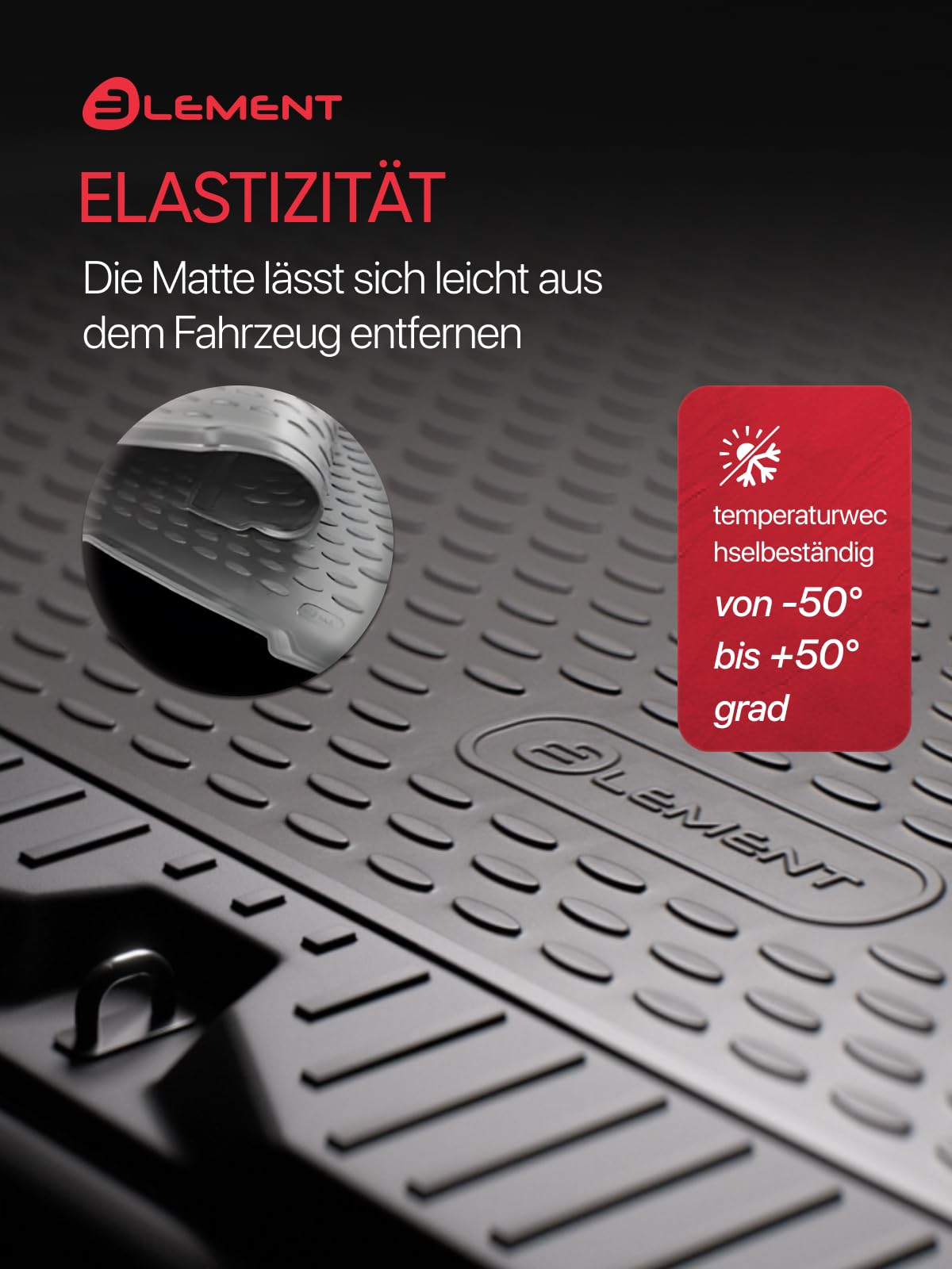 Element precisely fitting premium anti-slip boot mat suitable for VW EOS 2007- cabriolet | 100% custom-fit anti-slip car mat, rubber car mat - HromTech