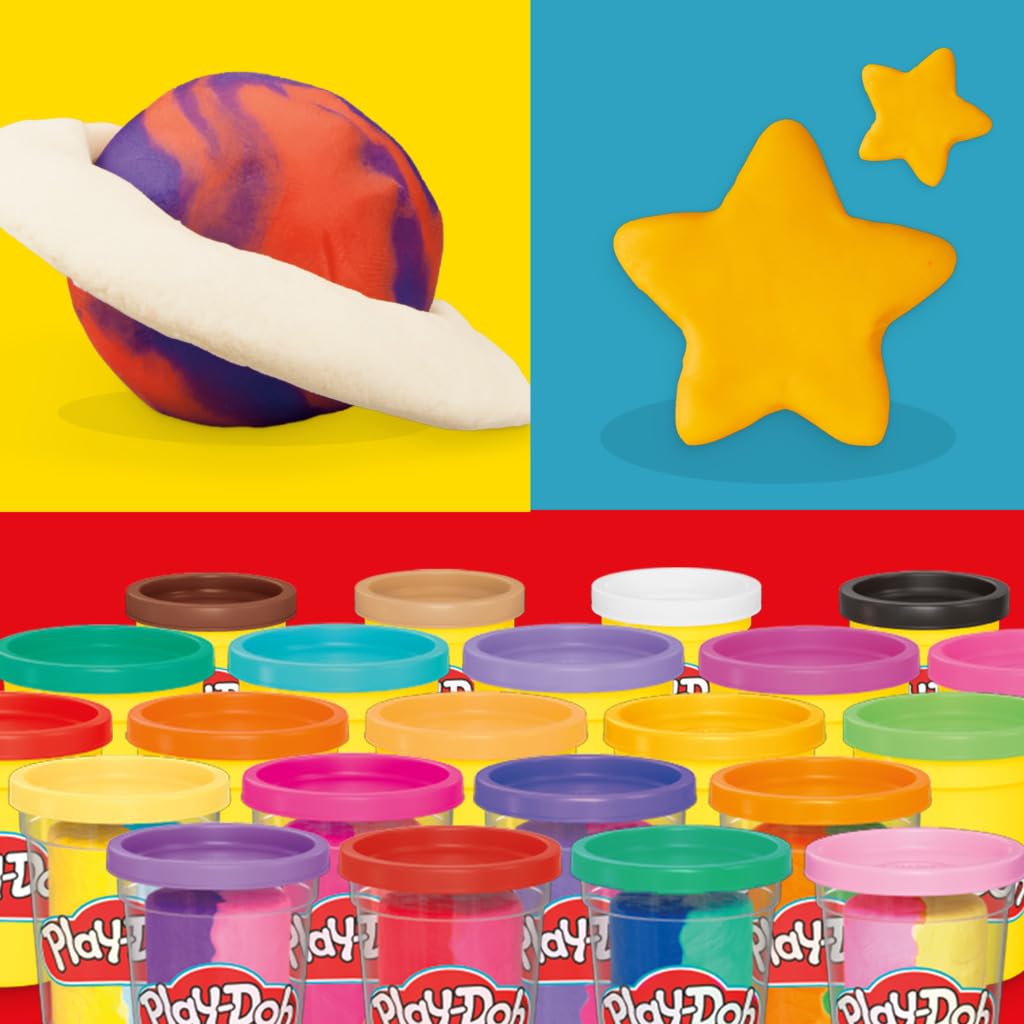 Play-Doh rainbow color pack with 22 cans, many for crafting and kneading, perfect as a birthday gift for children - F9820