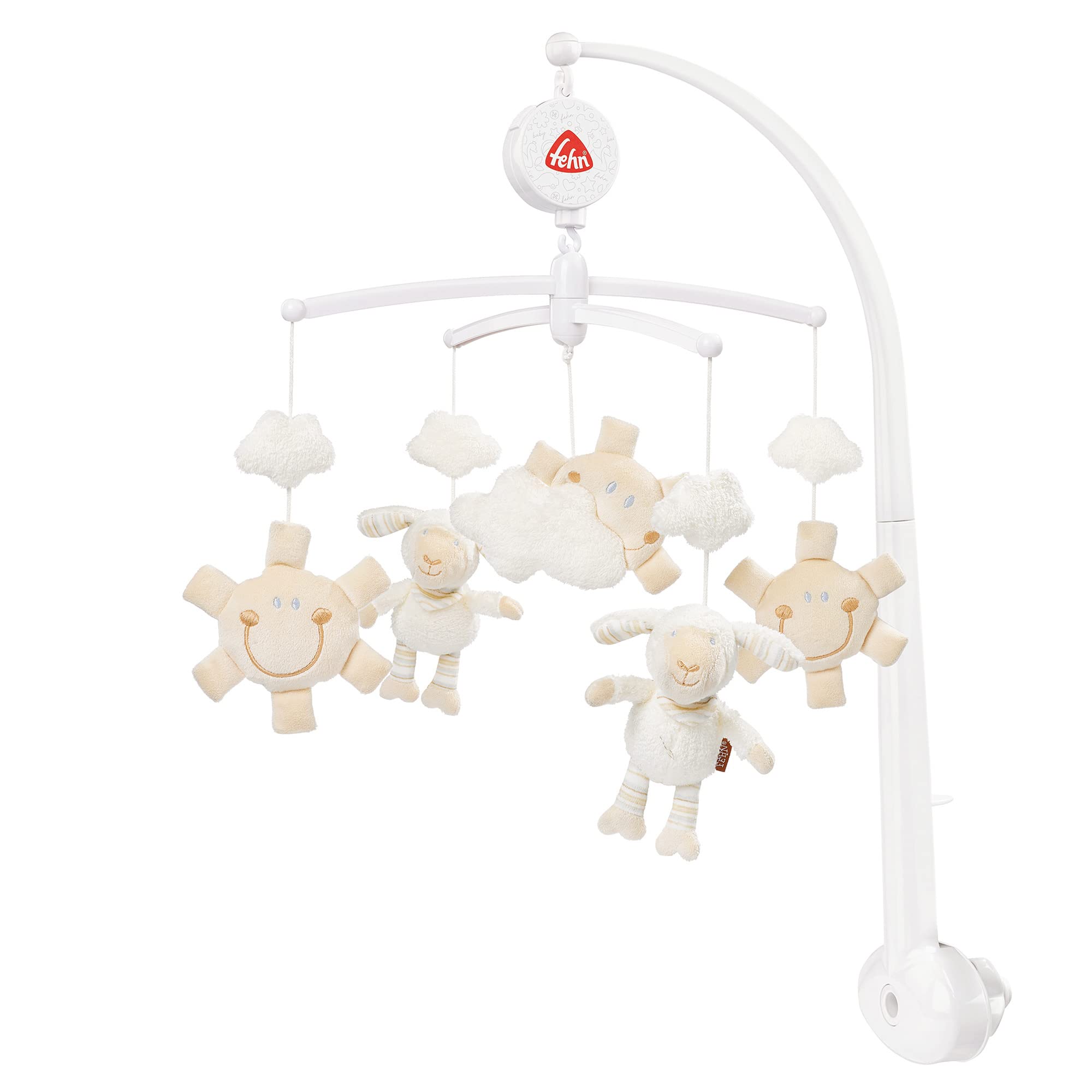 Fehn Music Mobile Sheep - Baby Sleep Aid Music Toy - Baby Mobile Music Box Melody "Sleep Child Sleep" - Music Mobile Baby Bed Accessories Toy for Babies and Newborns from 0-5 Months - 154610