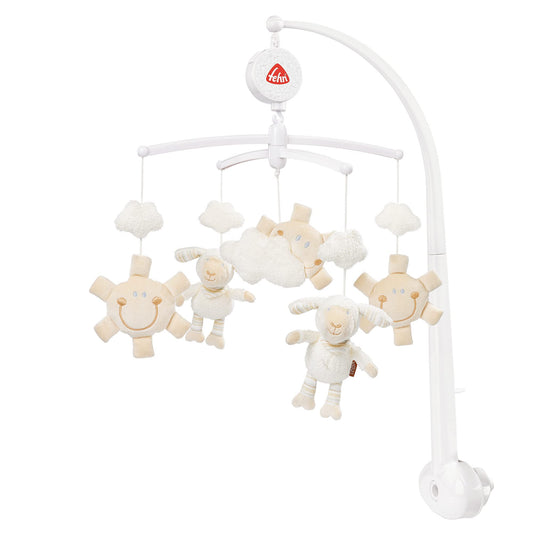 Fehn Music Mobile Sheep - Baby Sleep Aid Music Toy - Baby Mobile Music Box Melody "Sleep Child Sleep" - Music Mobile Baby Bed Accessories Toy for Babies and Newborns from 0-5 Months - 154610