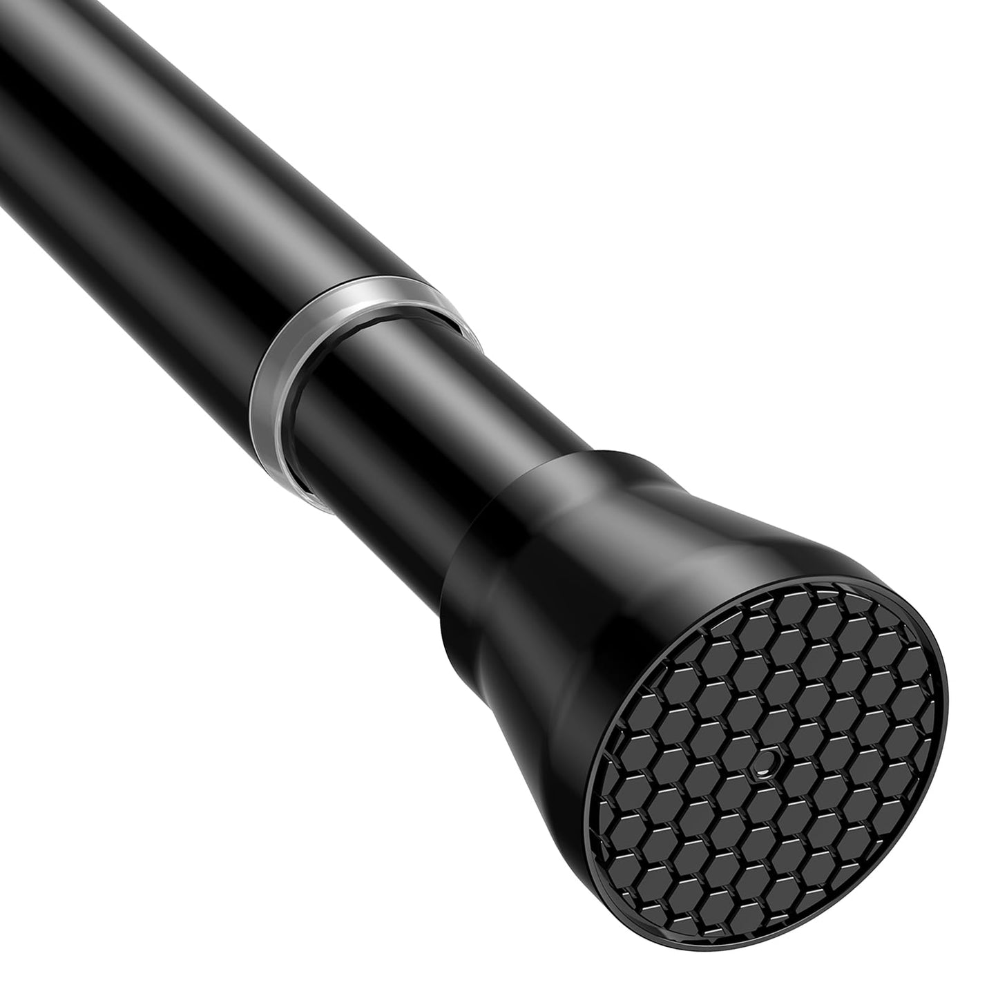 ZipGlo shower curtain rod 115-195cm extendable shower curtain rod for bathroom, window, wardrobe, no drilling, black, 1 piece, diameter 22 mm - 110-190CM