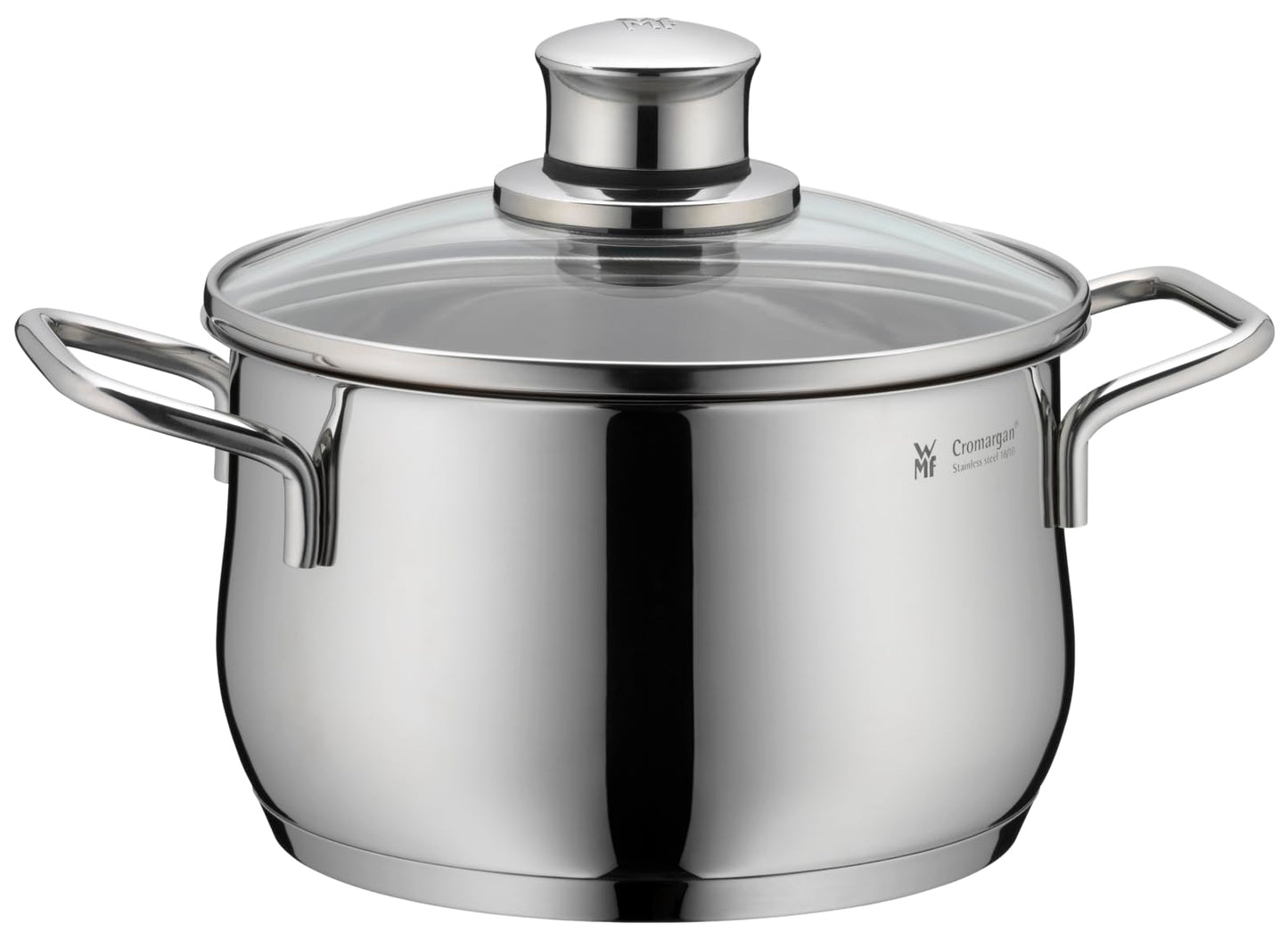 WMF Diadem Plus cooking pot induction 16 cm - 2 l large meat pot made of Cromargan stainless steel with glass lid, high edge, dishwasher safe, durable and uncoated for healthy, delicious meals - 0734176040