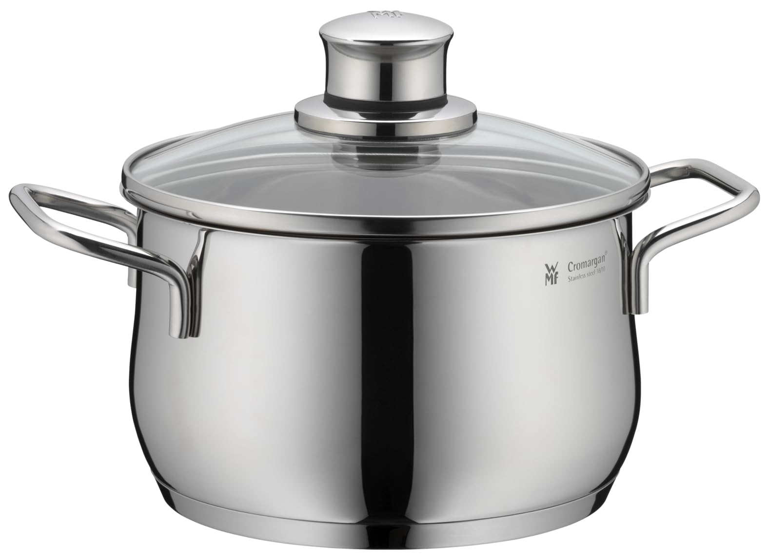 WMF Diadem Plus cooking pot induction 16 cm - 2 l large meat pot made of Cromargan stainless steel with glass lid, high edge, dishwasher safe, durable and uncoated for healthy, delicious meals - 0734176040