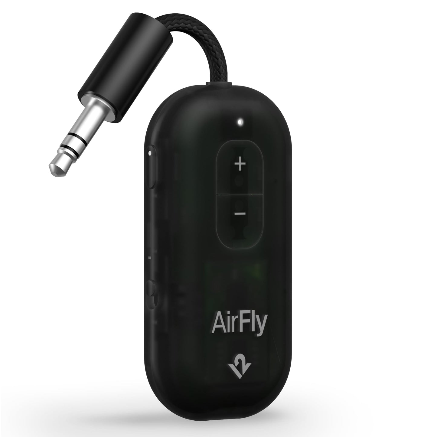 AirFly Pro 2 - Bluetooth Airplane Adapter Pair 2 AirPods or Wireless Headphones - 3.5mm AUX Bluetooth Transmitter for Cars, Boats, Treadmills, TVs - Airplane Travel Essentials, Black Ice - TS-2612