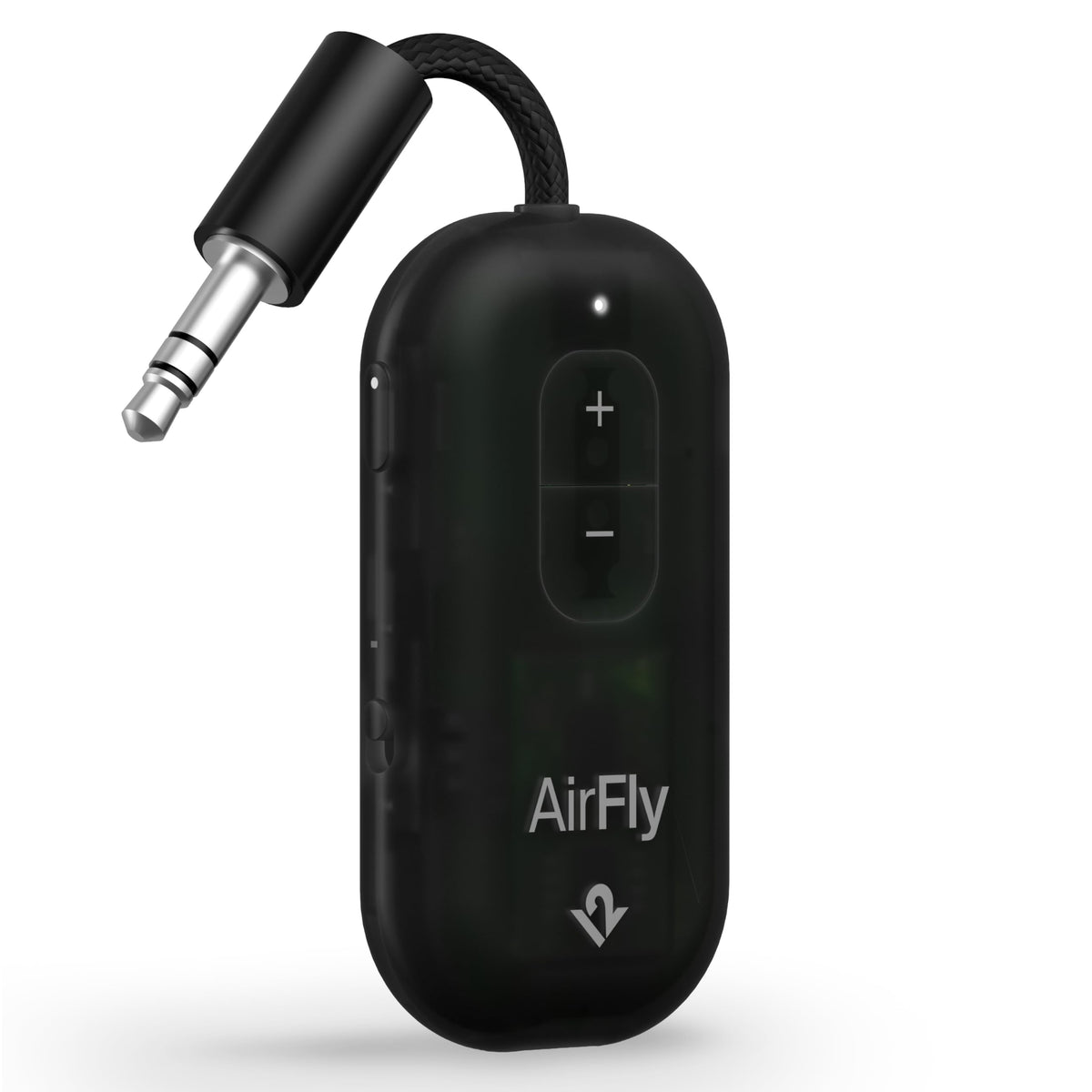 AirFly Pro 2 - Bluetooth Airplane Adapter Pair 2 AirPods or Wireless Headphones - 3.5mm AUX Bluetooth Transmitter for Cars, Boats, Treadmills, TVs - Airplane Travel Essentials, Black Ice - TS-2612