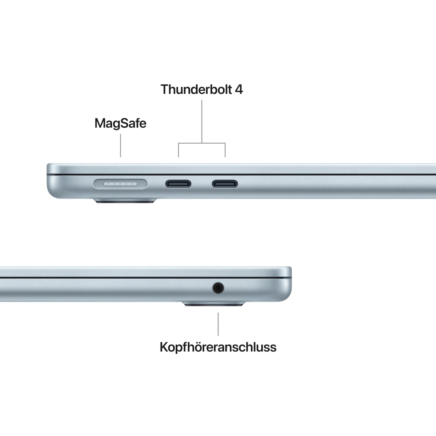 Apple 13.6" MacBook Air M5 chip with 10-core CPU and 8-core GPU: Liquid Retina Display, 16 GB shared RAM, 512 GB SSD, Touch ID, WLAN 7, sky blue; with Apple 70W USB-C power adapter - MDHH4D/A