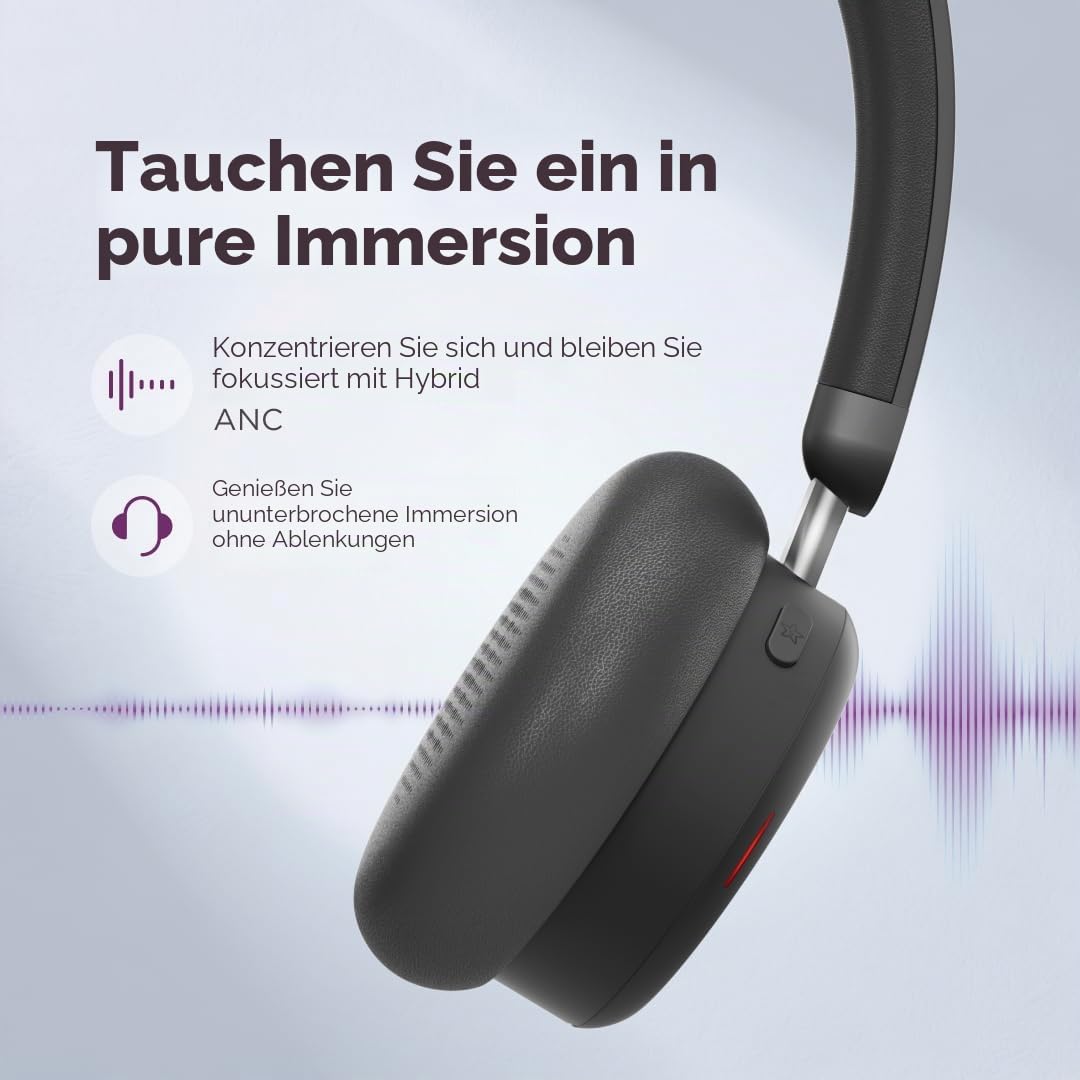 Lenovo 6550 - Headset - On-Ear - Bluetooth - wireless - active noise cancellation - Black - Certified for Microsoft Teams - 4XD1S19777
