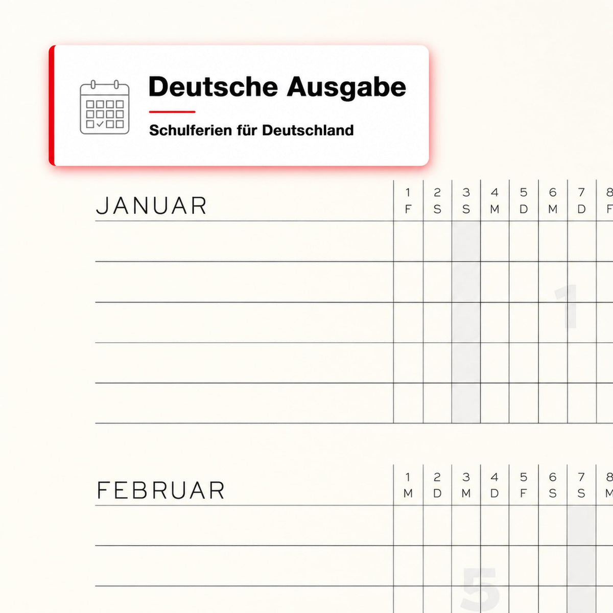 LEUCHTTURM1917 Daily Calendar 2027 Medium (A5) - German, black, 145 x 210 mm, January-December (12 months), 1 page per day, hourly grid 7:00-22:00, hardcover, 80 g/m² paper - 400157