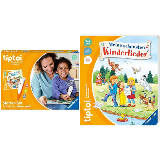 Ravensburger tiptoi starter set 00112 - pen and picture book Search and discover My world - learning system for children aged 2 and over & tiptoi® My most beautiful children's songs