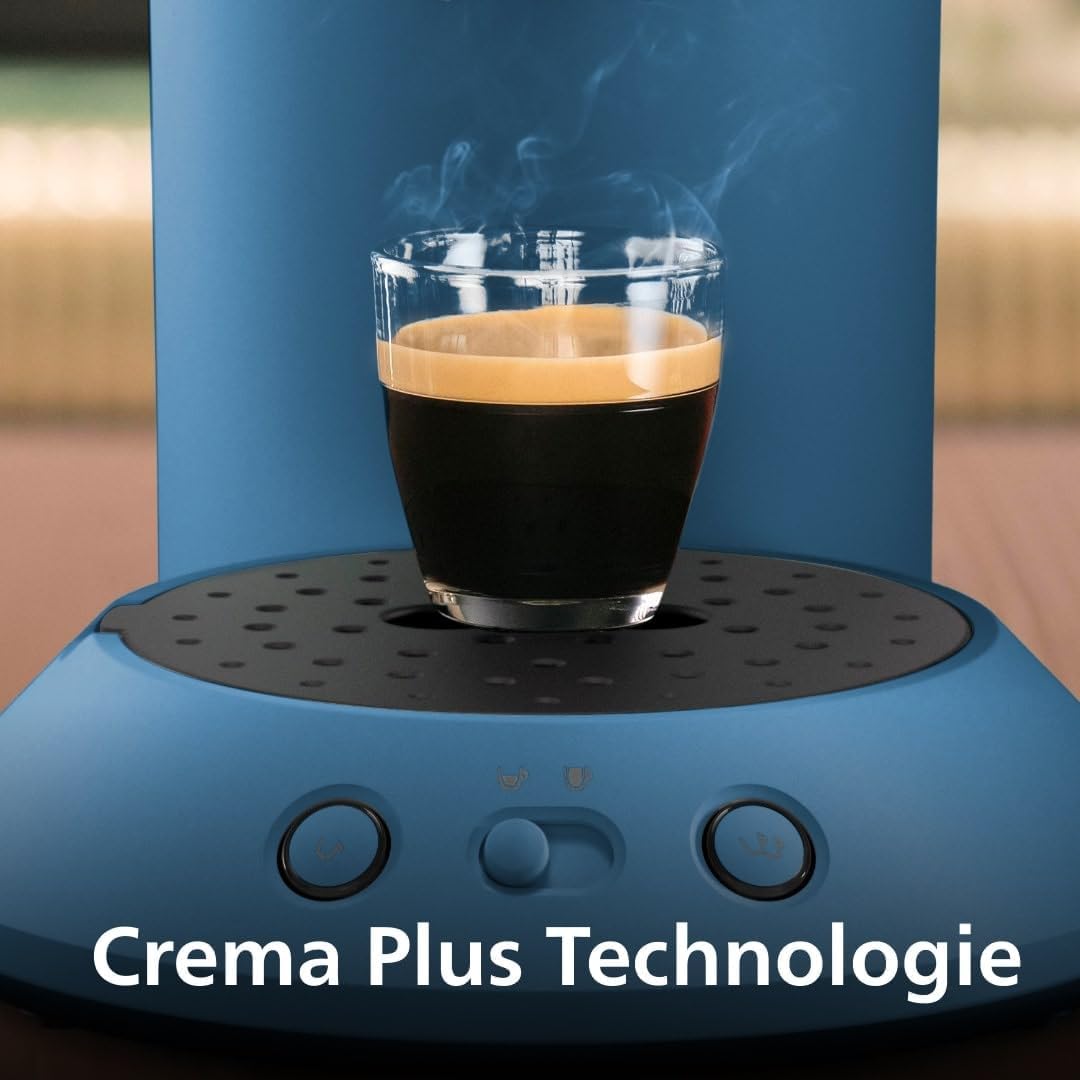 Philips Senseo Original Plus coffee pod machine, coffee strength selection, Coffee Boost technology, recycled plastic, Blue Pavone (CSA210/00)