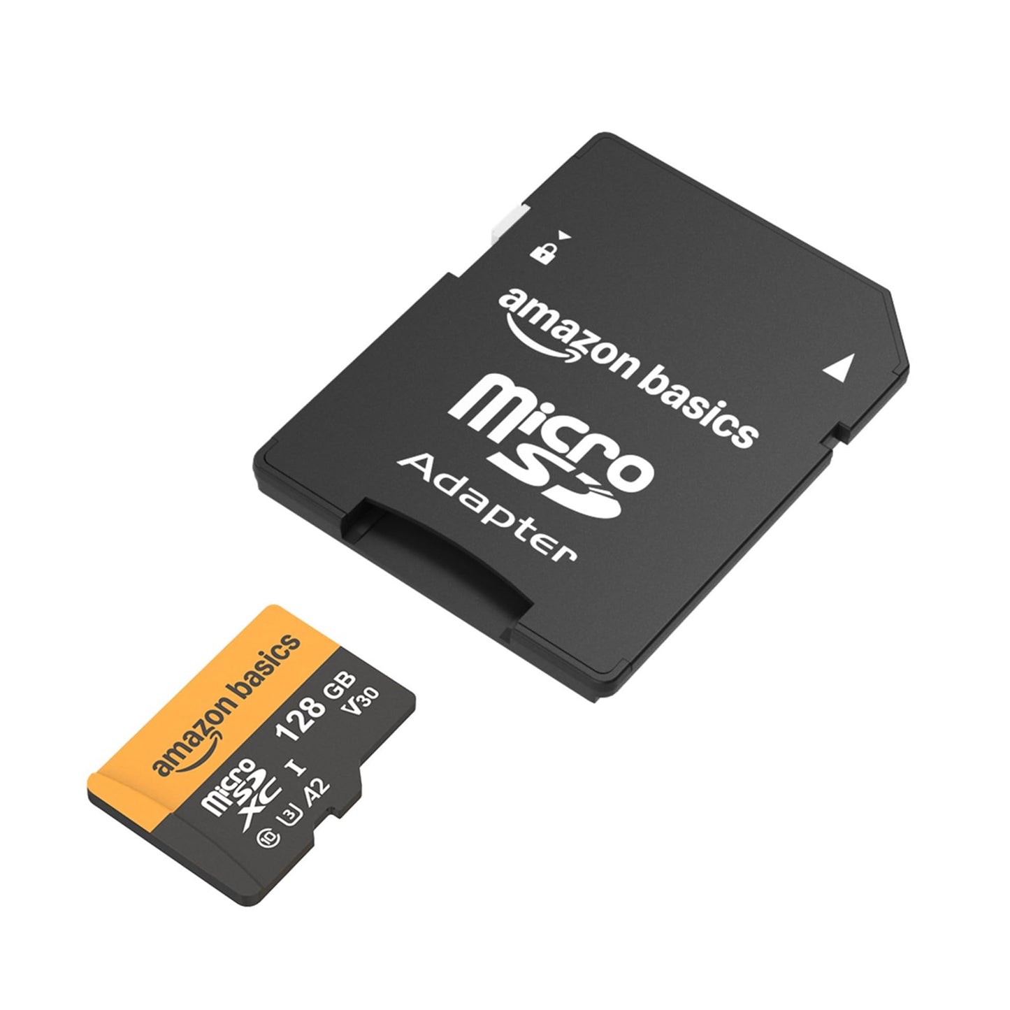Amazon Basics 128GB microSDXC Card with Adapter, Read Speed up to 200MB/s, Pack of 1 - LSMICRO128GU3-H