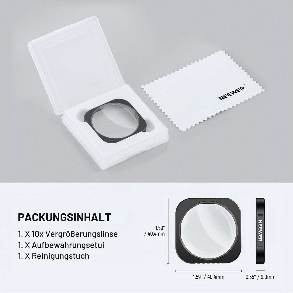 NEEWER 10X Makro Objektiv Kompatibel mit Insta360 Ace Pro/Ace Pro 2 Action Cam, Nicht kompatibel mit der aktualisierten Version des neu gestalteten runden achteckigen Objektivschutzes, LS-C40 - 10107112