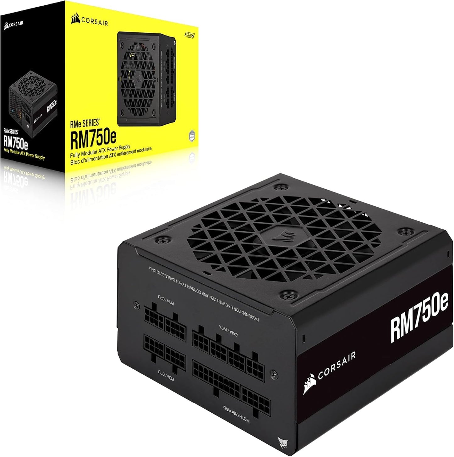 Corsair RM750e (2023) Fully Modular Low Noise ATX Power Supply - ATX 3.1 and PCIe 5.1 Compatible - 105°C Capacitors - 80 PLUS Gold Efficiency - Modern Standby Support - Black - CP-9020262-EU