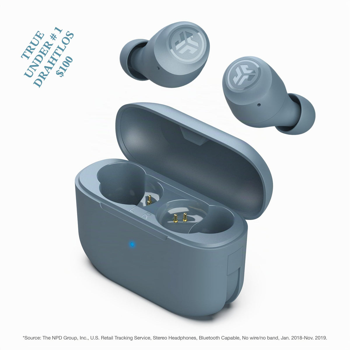 JLab Go Air Pop True Wireless Copfhörer - Bluetooth 32+ Std., Schiefer - EBGAIRPOPRSLT124