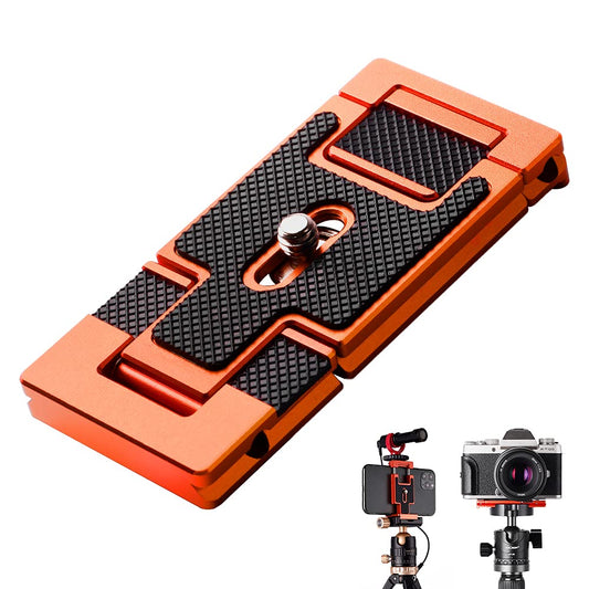 K&F Concept CA02 Aluminum Multi Quick Release Plate, 2 in 1 Professional Camera Quick Release Plate, for Tripod, Camera, Cell Phone, Orange