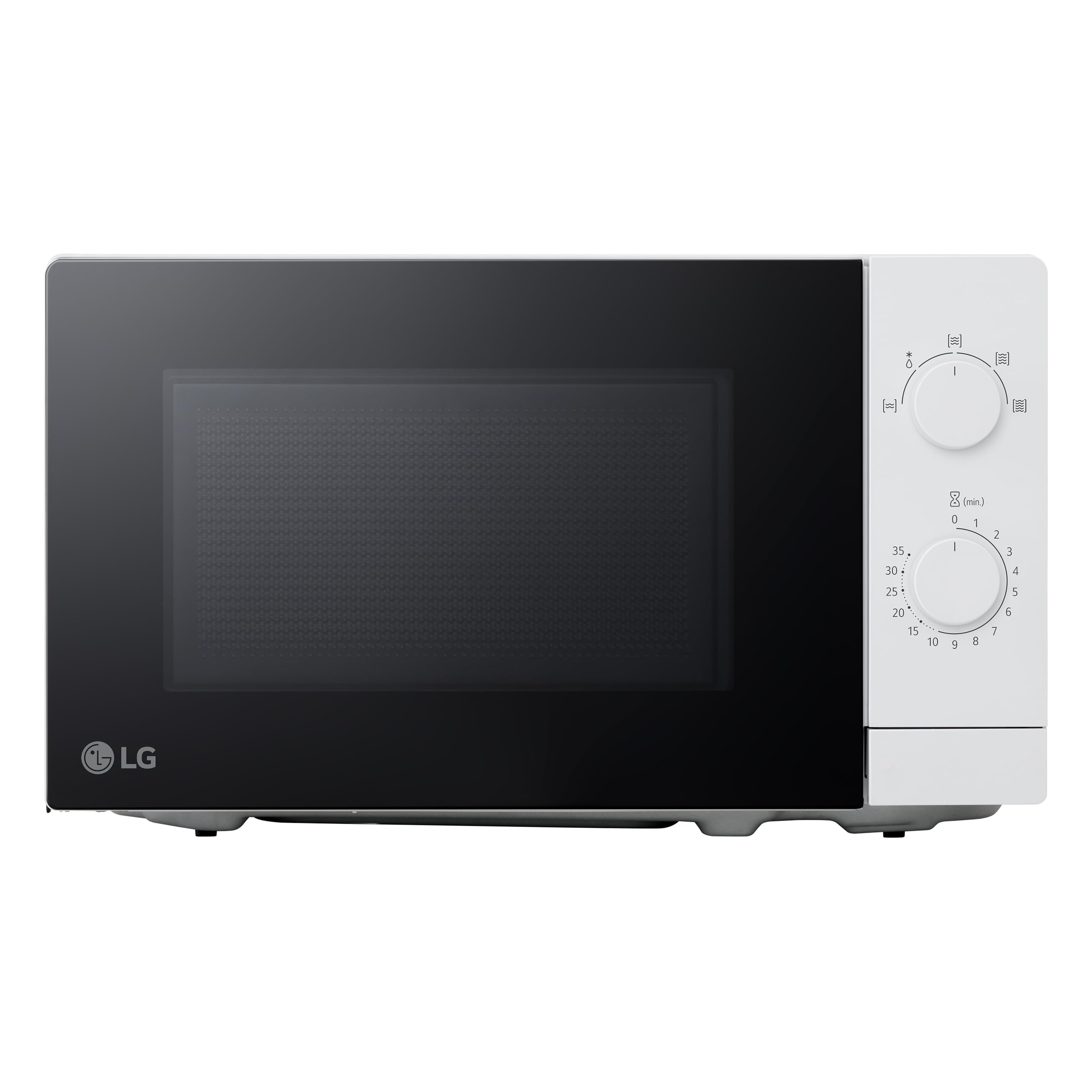 LG MS2082H Solo microwave (20 L, 700 W) with easy operation (5 power levels, double rotary control, LED lighting), white