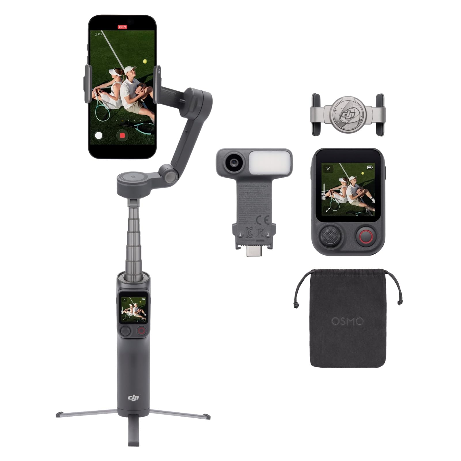 Osmo Mobile 8P gimbal stabilizer for iPhone & Android, tracking module, remote control, native tracking, extension rod & tripod integrated, 10h battery, 3-axis stabilization, smartphone gimbal - 6937224141759