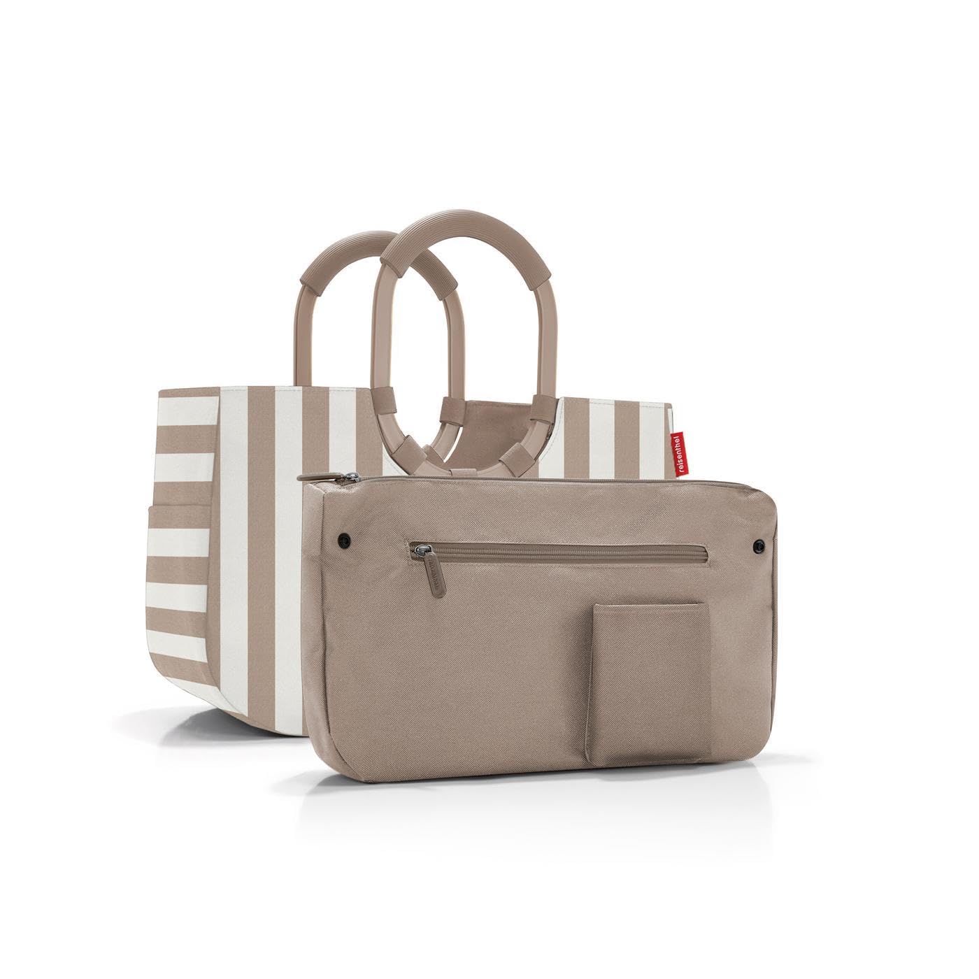 reisenthel loopshopper M summerstripes coffee – sturdy bag with practical compartments made from recycled PET bottles – elegance when shopping, lots of functionality included! - OS6056