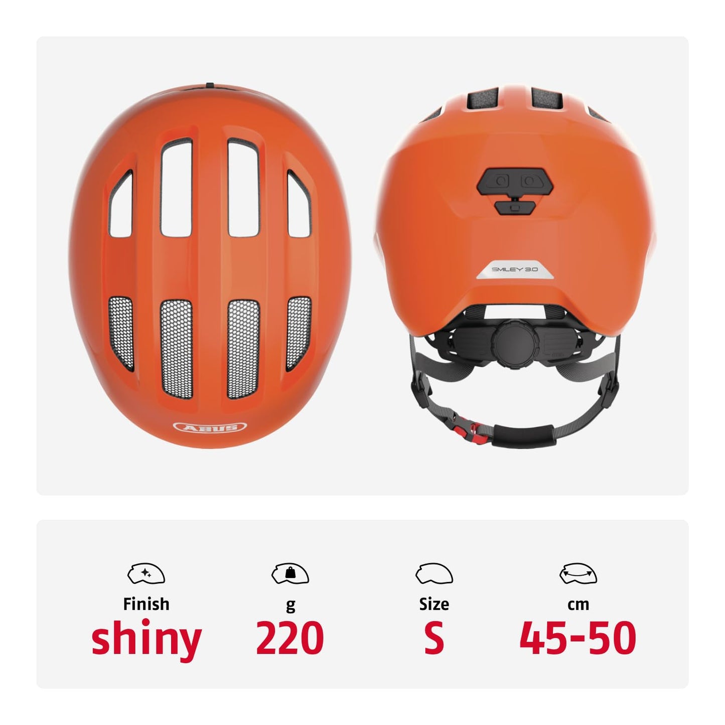 ABUS Unisex Bicycle Helmet, Orange (Shiny Orange), S (45-50 cm) - 67275