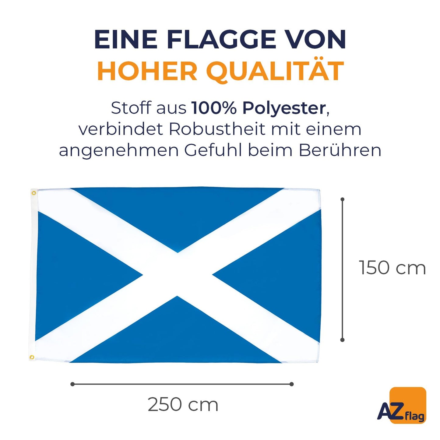 AZ FLAG - Scotland Flag - 250x150 cm - Large Scottish Flag 100% Polyester with Brass Eyelets - 300g - K_55