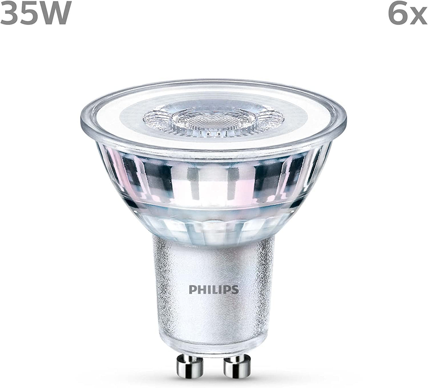 Philips LED lamp replaces 35 W, GU10 reflector, neutral white light (4000K), 275 lumens, pack of 6, cool white - 929001218096