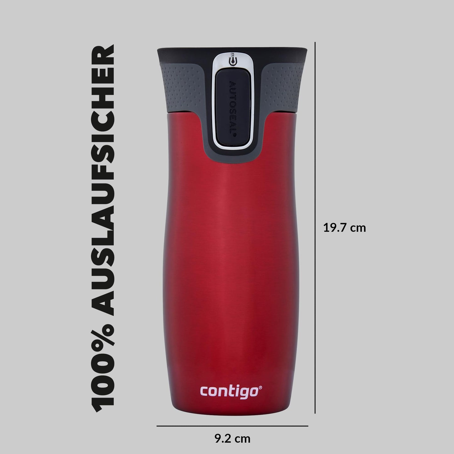 Contigo thermo mug West Loop Autoseal, stainless steel insulated mug, travel mug, coffee mug to go, leak-proof, 100% leak-proof, keeps hot for up to 5 hours/cold for 12 hours, 470 ml, BPA free, red - 2095849