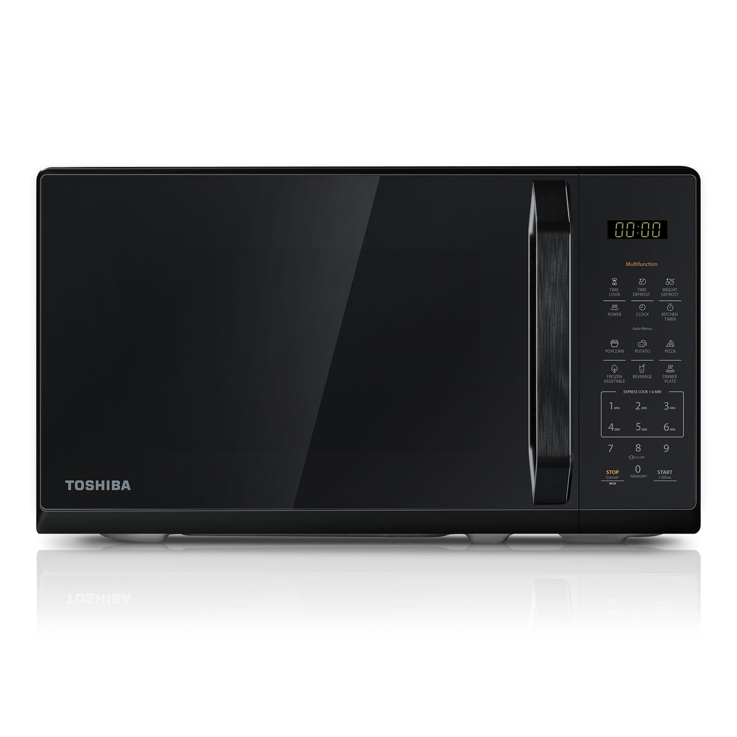 TOSHIBA Multifunctional microwave in mirror black | 20 liters | 800W | Digital solo small microwave with 11 power levels | 6 automatic programs | Express cooking function | Defrosting | MW3-EM20PE (BM) - MW3-EM20PE(BM)