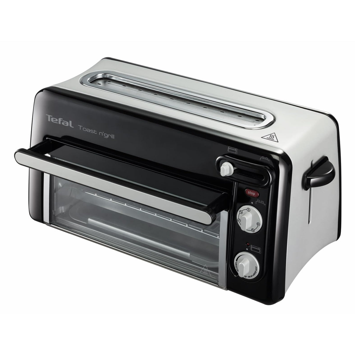 Tefal RETRO Toast n’ Grill – 2-in-1 Toaster and Mini Oven, 1300 W, energy-efficient mini oven for toasting, grilling & reheating, compact, Black/Matt Aluminum, TL6008 [Energy Class A++] - TL600830