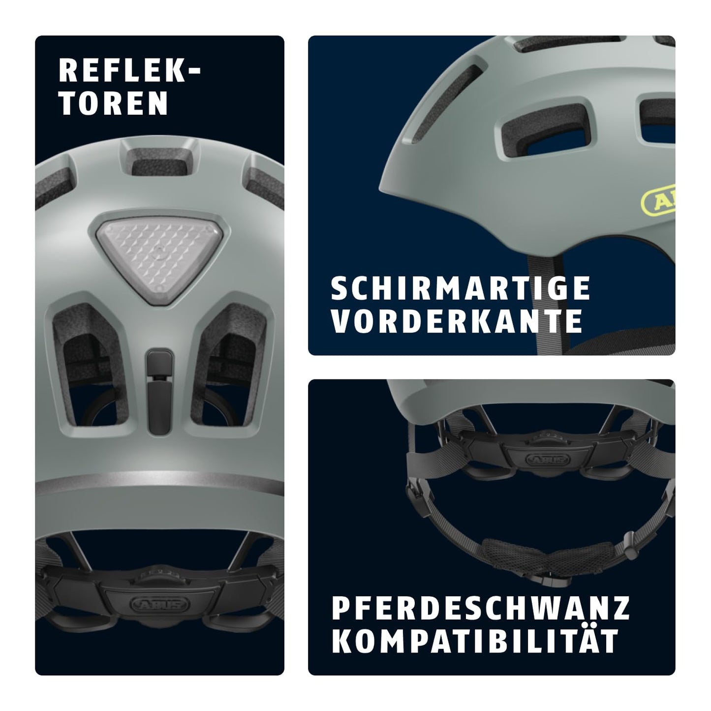 ABUS Youn-I 2.0 bicycle helmet - with light for children, teenagers and young adults - for girls and boys - gray, size M, M (52-57 cm) - 91888