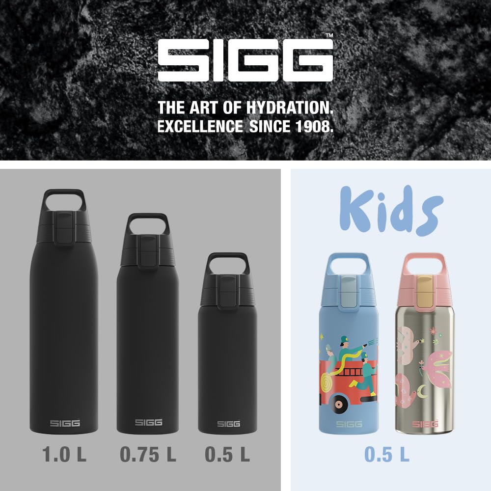 SIGG - Insulated drinking bottle - Thermos bottle Shield Therm One Black - carbonated drinks - leak-proof - dishwasher safe - BPA-free - 90% recycled stainless steel - black - 1.5L - 6167.80