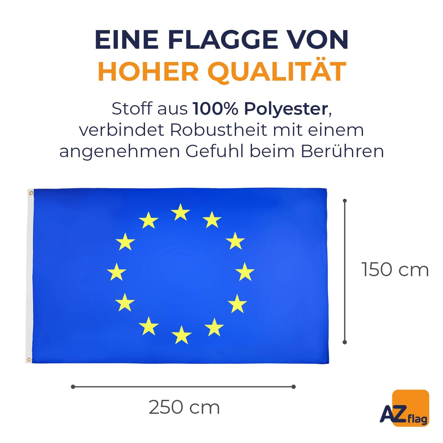 AZ FLAG - European Union Flag - 250x150 cm - Europe Large Flag 100% Polyester with Brass Eyelets - 300g - K_298
