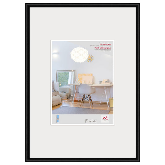 walther design picture frame black 42 x 59.4 cm (DIN A2) with artificial glass, New Lifestyle plastic frame KVX426B