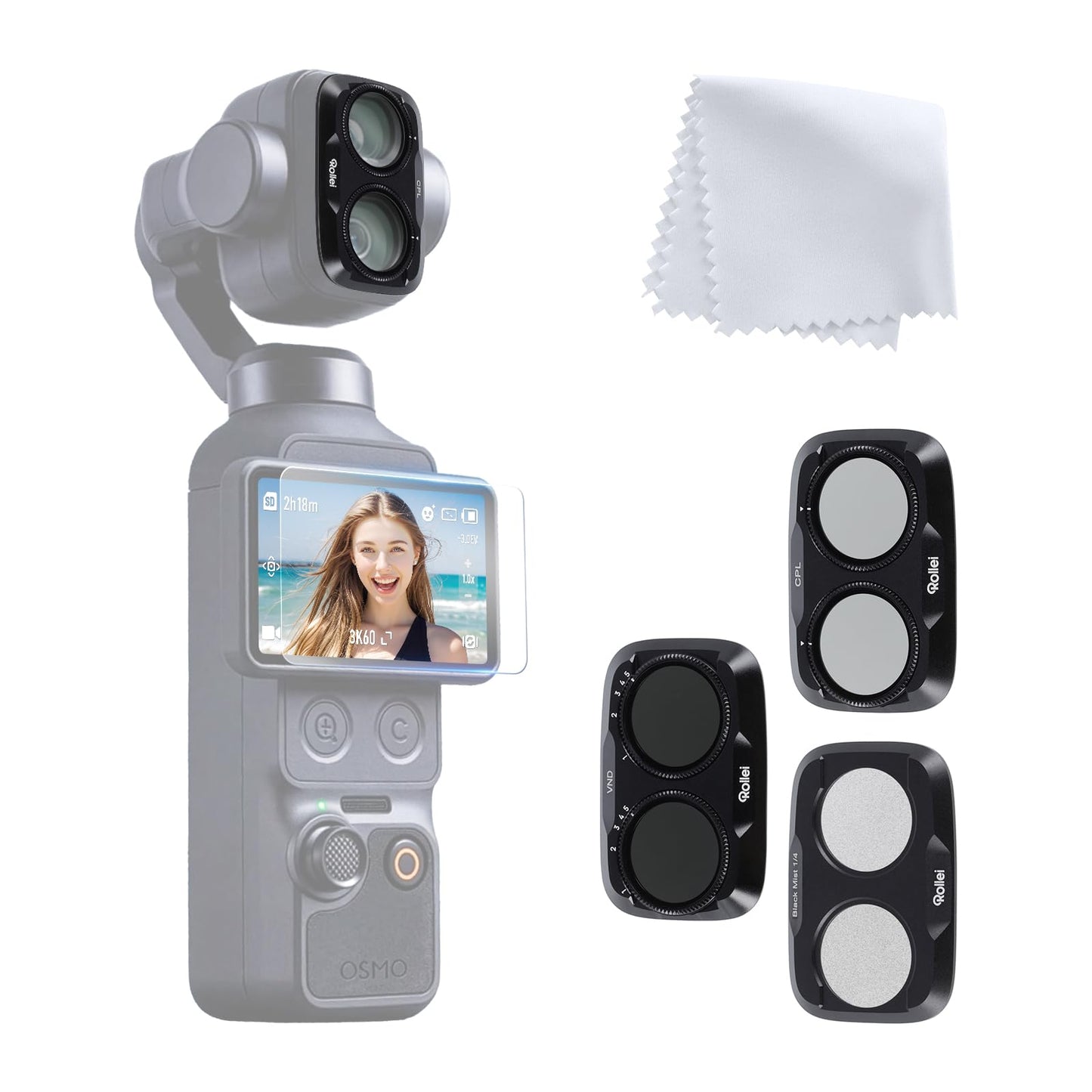 Rollei filter set compatible with DJI Osmo Pocket 4P VND 2~32+CPL+Black Mist - 27542