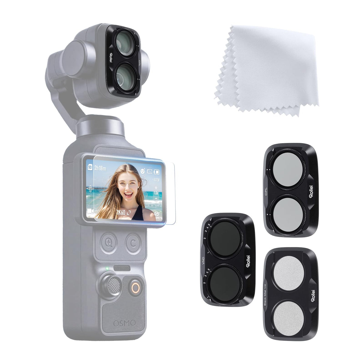 Rollei filter set compatible with DJI Osmo Pocket 4P VND 2~32+CPL+Black Mist - 27542