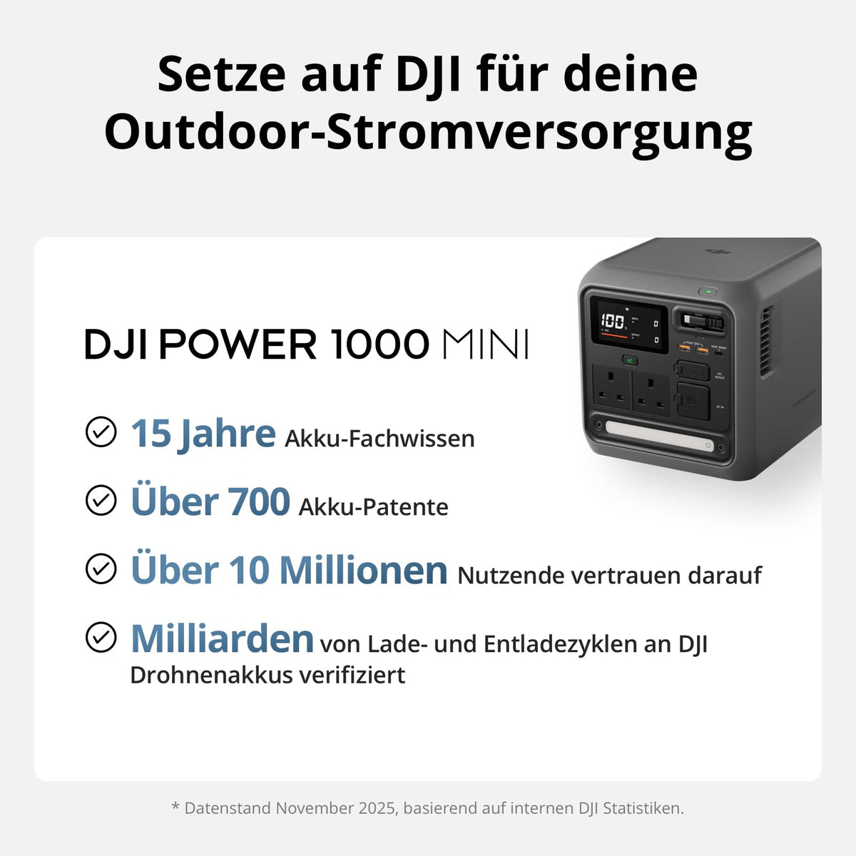 DJI Power 1000 Mini portable power station, 1008-Wh-LFP battery - 6937224125698