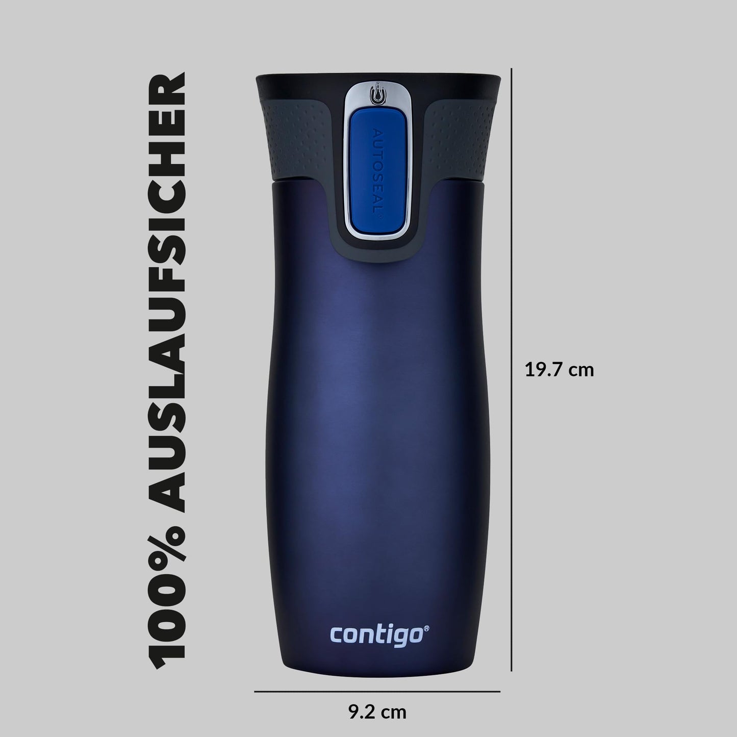 Contigo thermo mug West Loop Autoseal, stainless steel insulated mug, travel mug, coffee mug to go, leak-proof, 100% leak-proof, keeps hot for up to 5 hours/cold for 12 hours, 470 ml, BPA free, Monaco - 2095799
