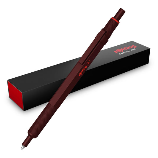 rOtring 600 Ballpoint Pen | Medium Tip | Black Ink | Full Metal Body | Chocolate Brown | Non-slip, knurled grip zone and hexagonal barrel | Refillable - SAP_2204407